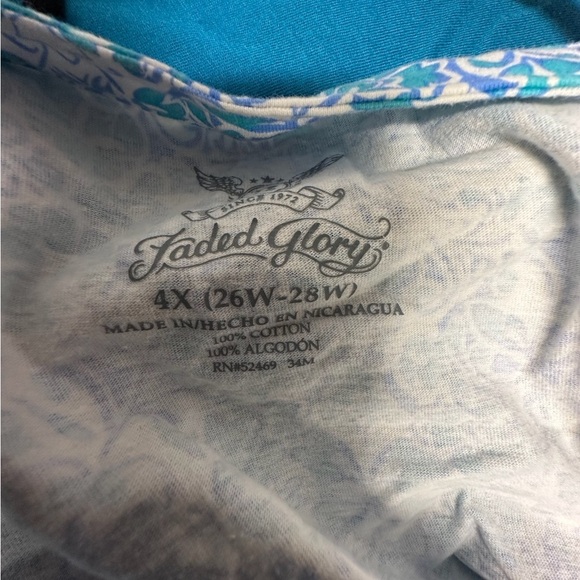 Faded Glory Blue Boxy Blouse Relaxed Fit - Picture 7 of 7